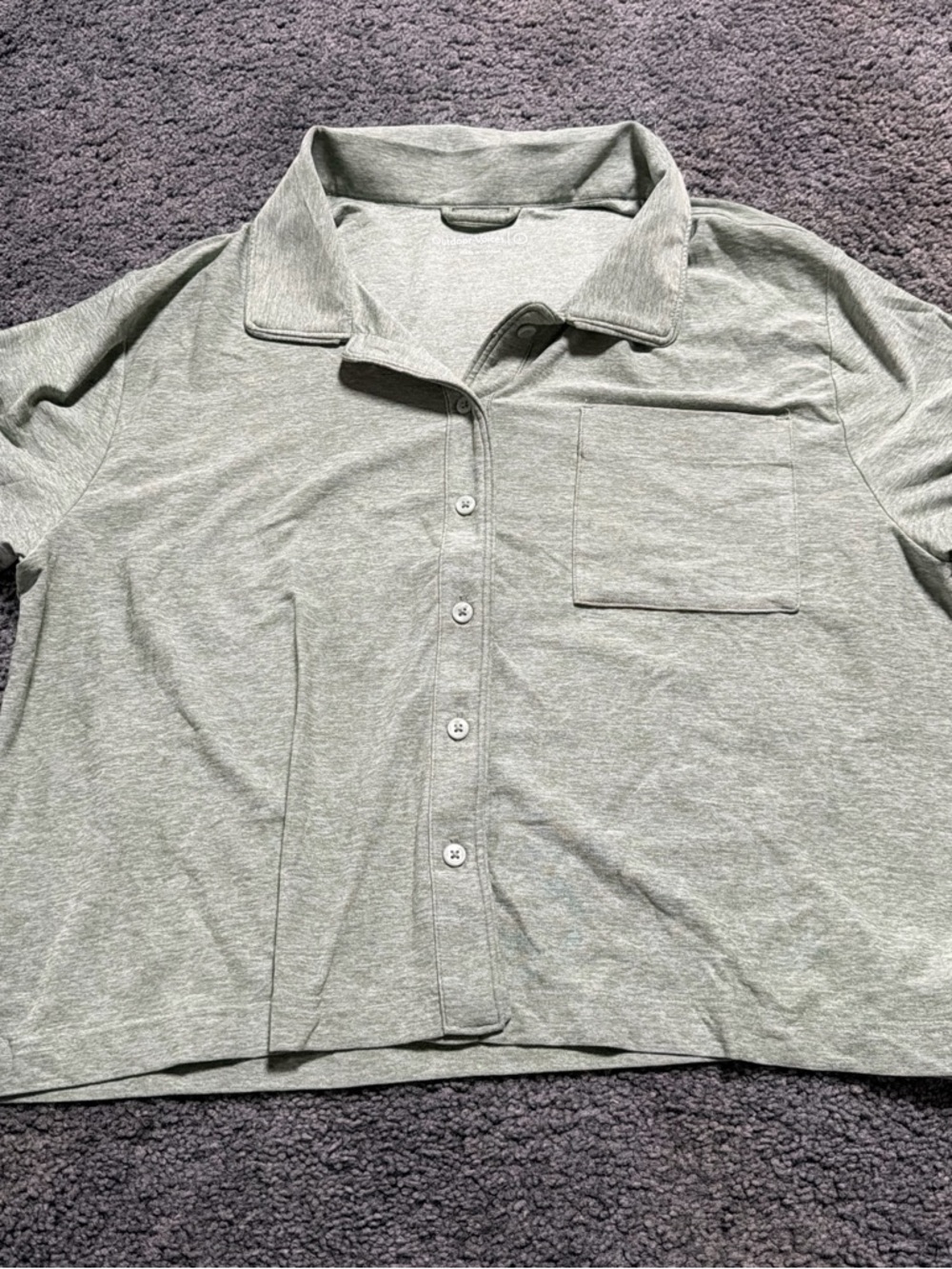 Outdoor Voices Green Button Up Crop Top